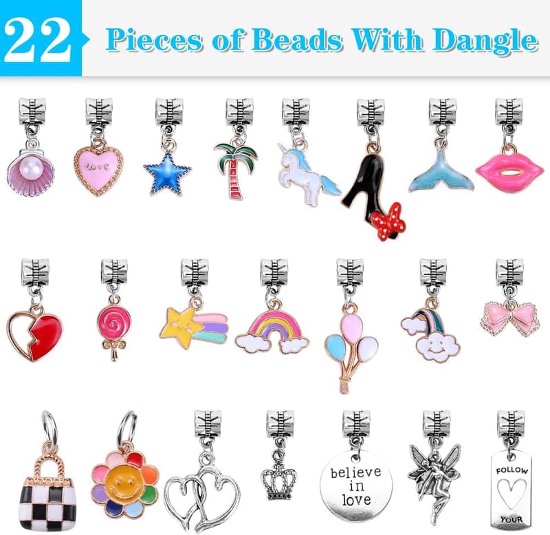 Unicorn & Mermaid Charm Bracelet Making Kit for Girls (150 Pieces)