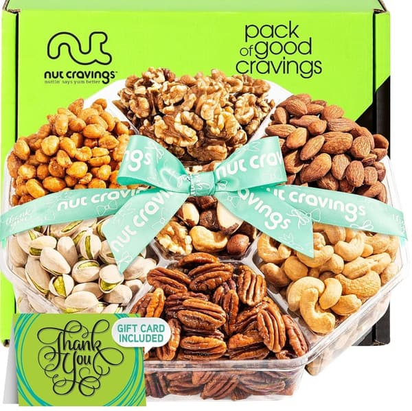 Thank You Gourmet Nuts Gift Basket with Greeting Card