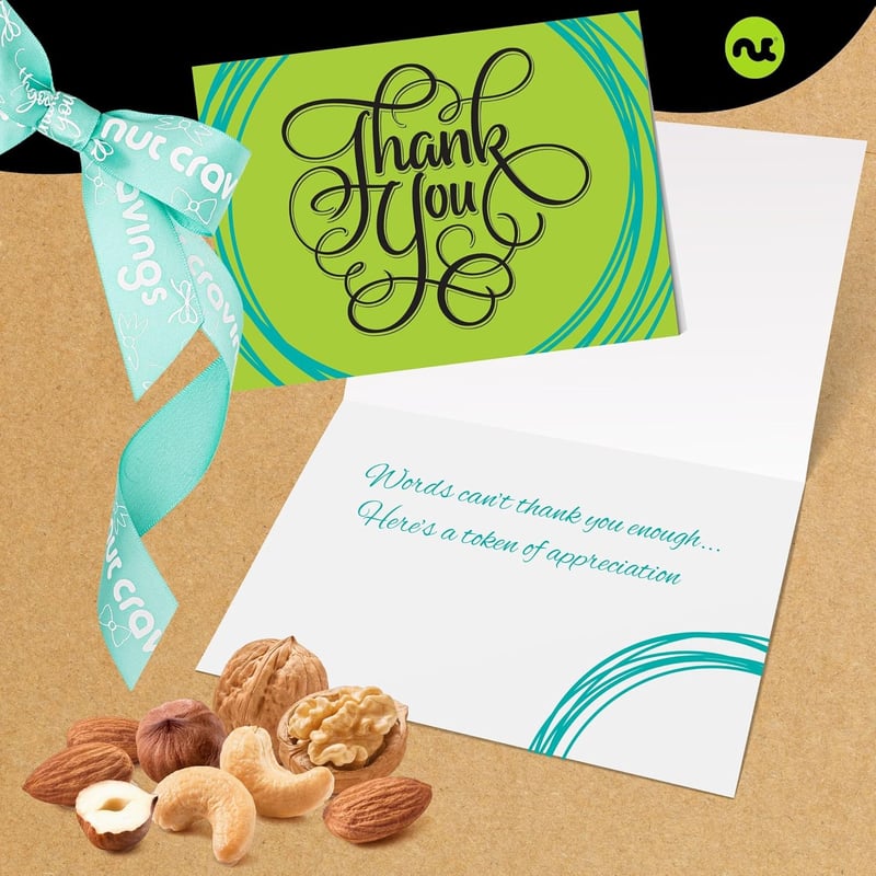 Thank You Gourmet Nuts Gift Basket with Greeting Card
