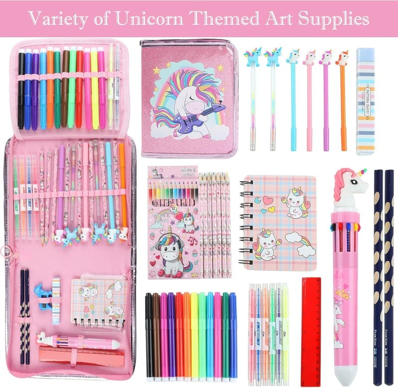 Unicorn Art Supplies Set for Kids with Fruit-Scented Markers