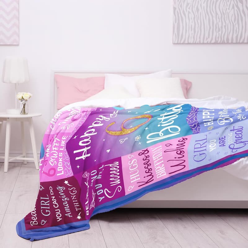 6th Birthday Blanket Gift for Girls, 60