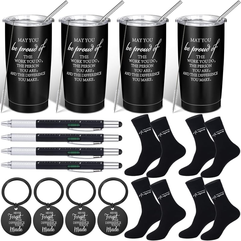 Employee Appreciation Gift Set: 16 Pcs Stainless Steel Tumblers & More