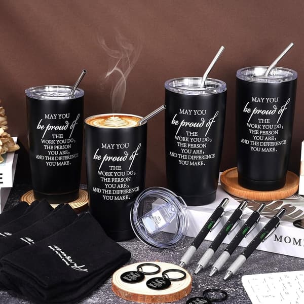 Employee Appreciation Gift Set: 16 Pcs Stainless Steel Tumblers & More