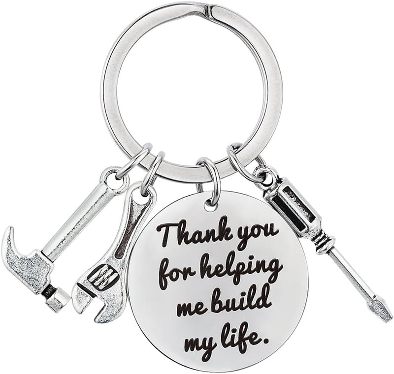 Thank You Keychain for Dad - Silver Birthday Gift
