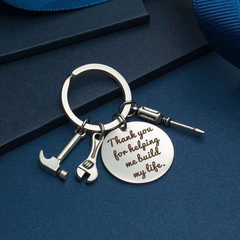 Thank You Keychain for Dad - Silver Birthday Gift