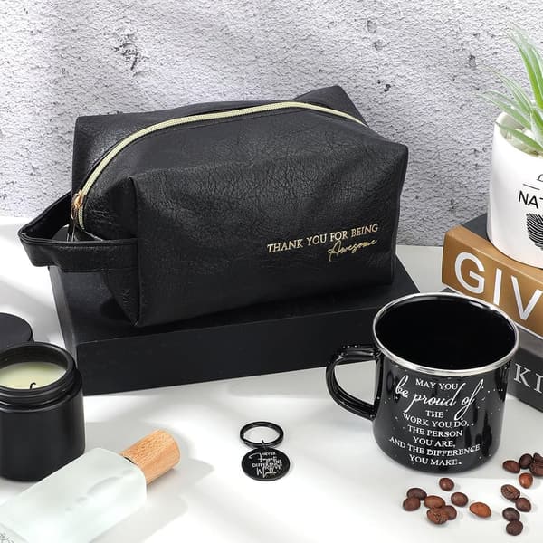 Father's Day Leather Toiletry Bag & Inspirational Gift Set