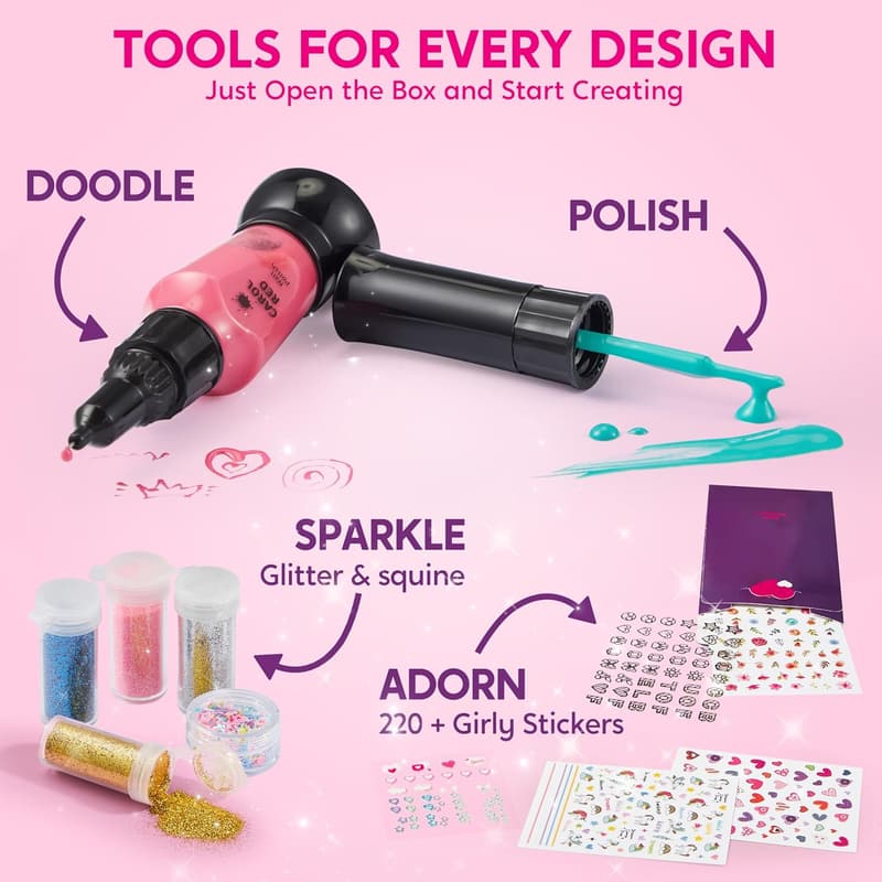 Kids' Nail Art Kit - Non-Toxic with Glitter & Stickers