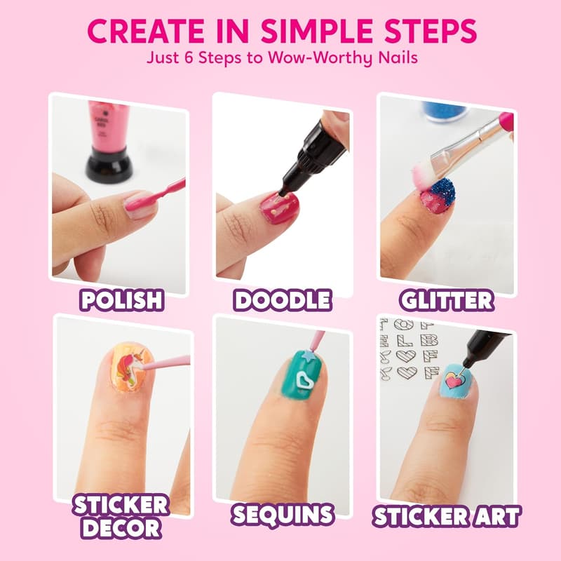 Kids' Nail Art Kit - Non-Toxic with Glitter & Stickers