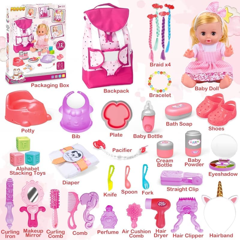 Toddler Hair Salon Playset with 14'' Baby Doll - 36PCS