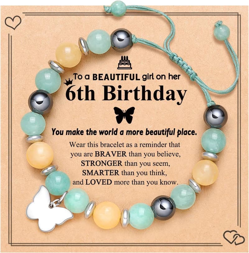 Natural Stone Butterfly Bracelet for Girls' Birthday Gifts