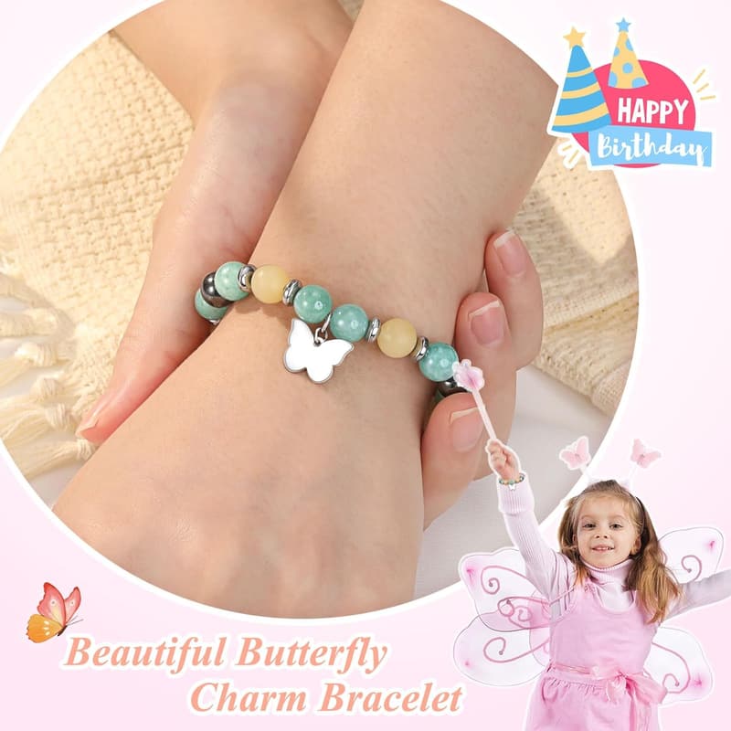 Natural Stone Butterfly Bracelet for Girls' Birthday Gifts