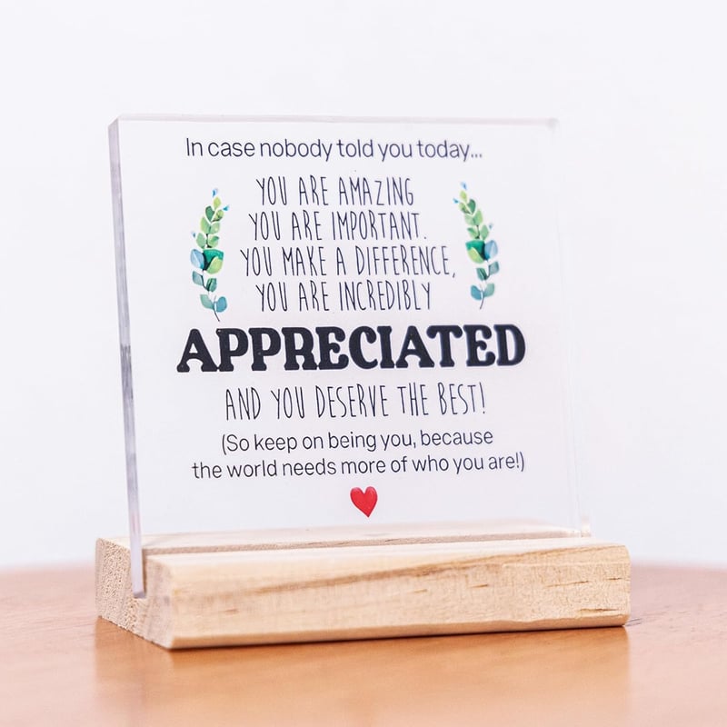 Appreciation Acrylic Sign for Home or Office Decor