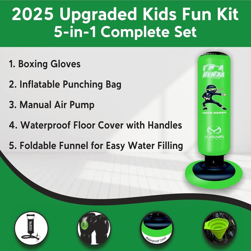 Kids Inflatable Punching Bag – Durable Bounce-Back Martial Arts Gift