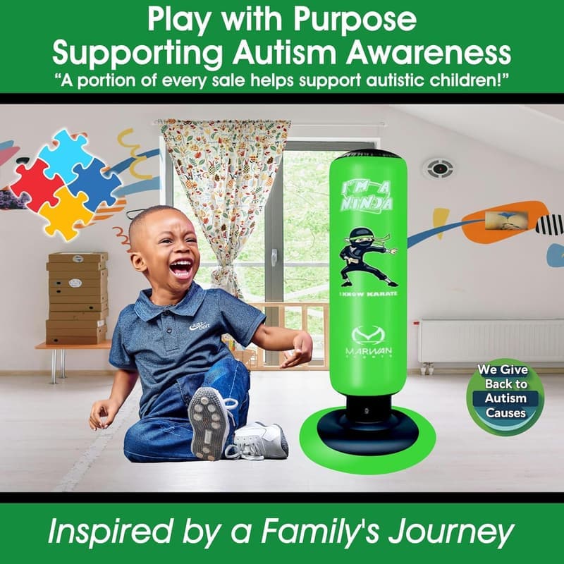 Kids Inflatable Punching Bag – Durable Bounce-Back Martial Arts Gift