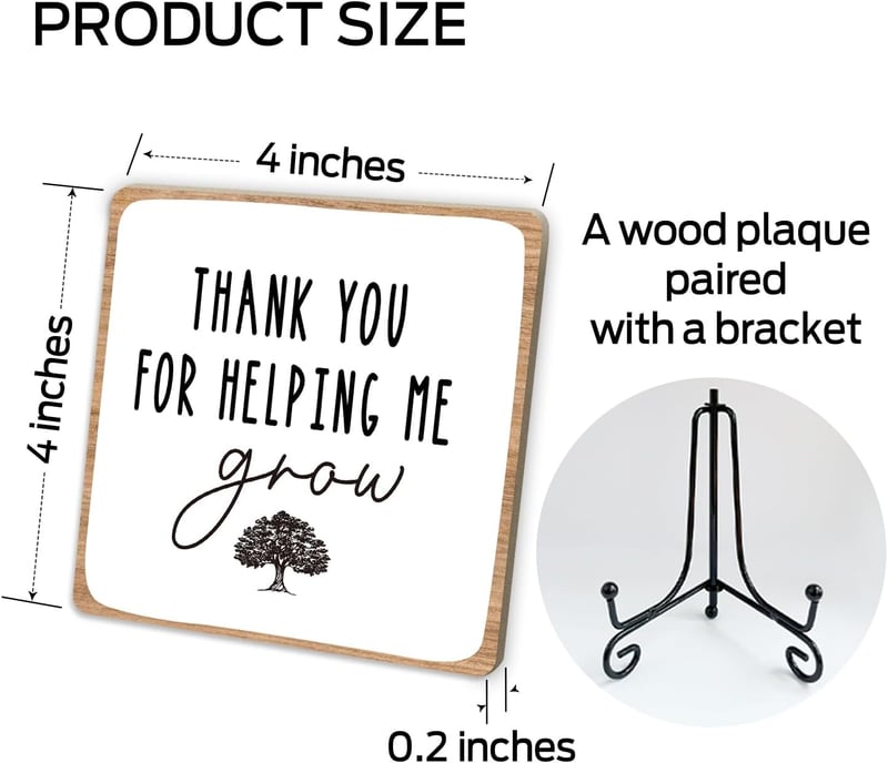 Thank You Appreciation Wooden Desk Sign for Teachers & Mentors