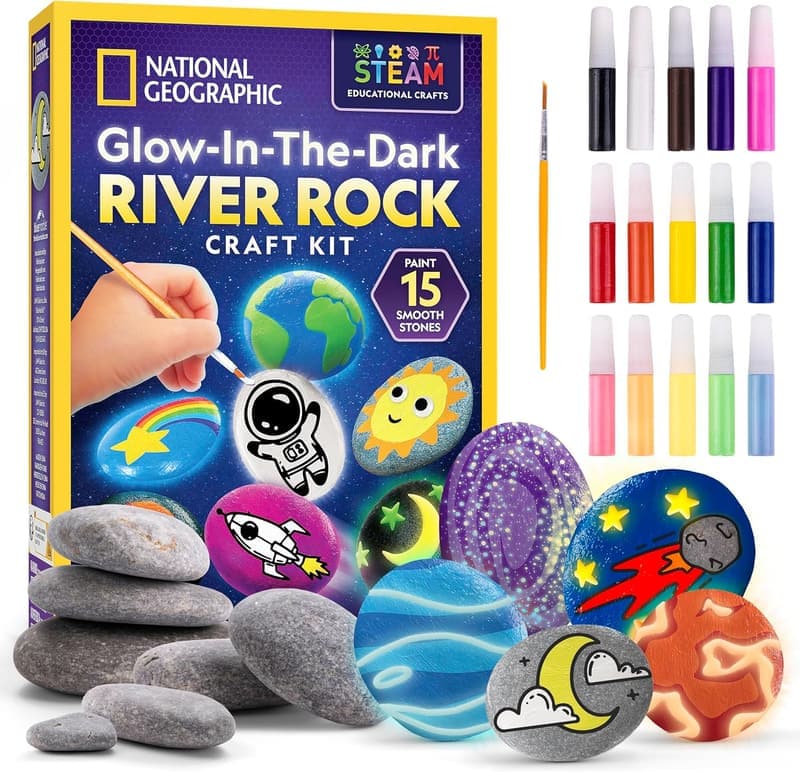 Glow in the Dark Rock Painting Kit for Kids - 15 Colors & Supplies