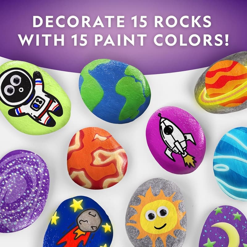 Glow in the Dark Rock Painting Kit for Kids - 15 Colors & Supplies