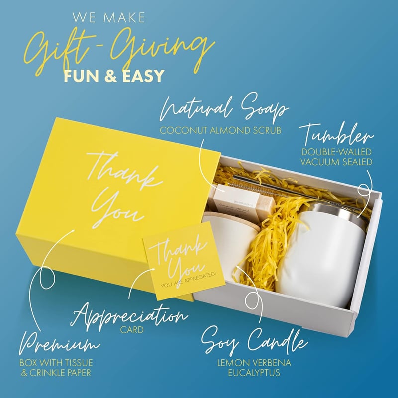 Thank You Gift Box Set for Women - Gratitude Candle Basket