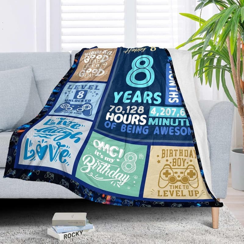 8th Birthday Gift for Boys - 60x50 Inch Throw Blanket