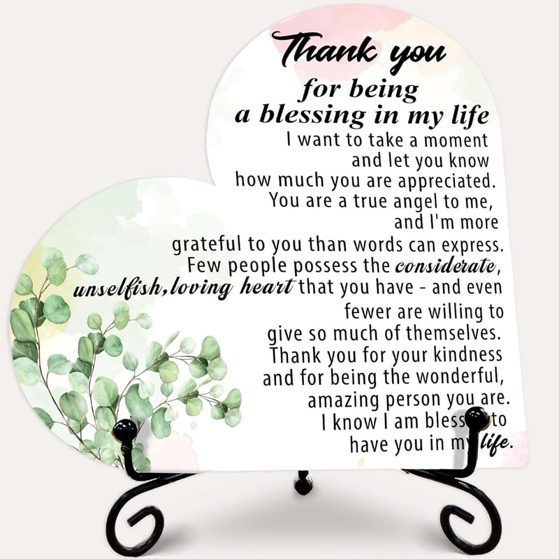 Thank You Gifts - Wood Heart Plaque Home Decor for Mom