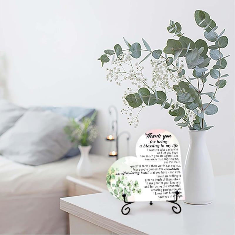 Thank You Gifts - Wood Heart Plaque Home Decor for Mom