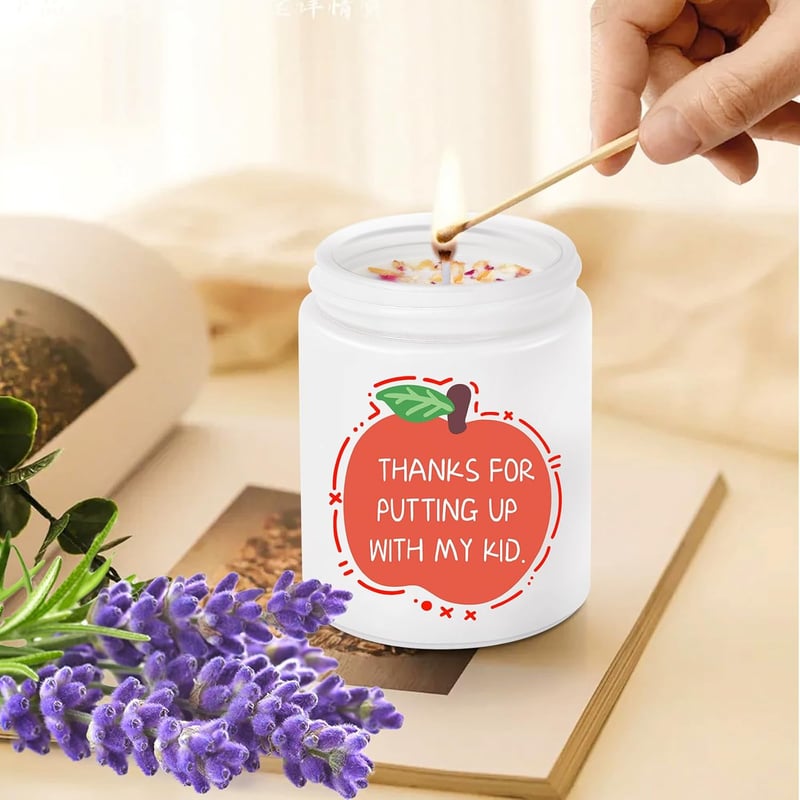 Teacher Appreciation Lavender Scented Soy Candle Gift, 9oz
