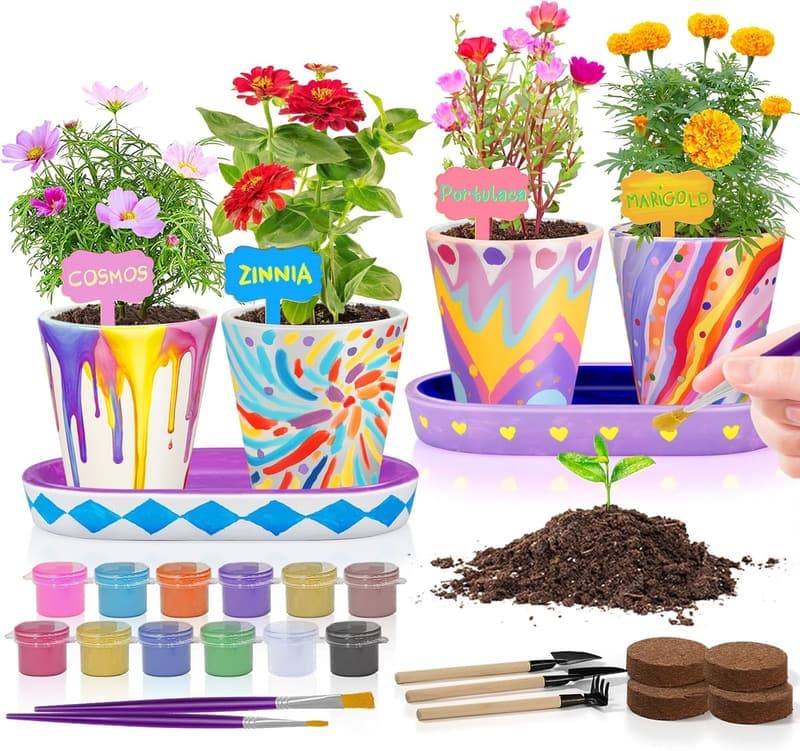 Kids Gardening Kit - Paint & Plant Set for Ages 4-12