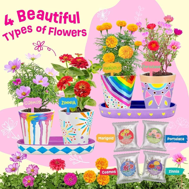 Kids Gardening Kit - Paint & Plant Set for Ages 4-12