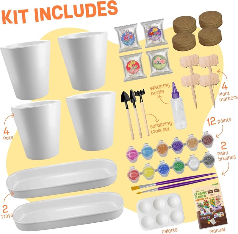 Kids Gardening Kit - Paint & Plant Set for Ages 4-12