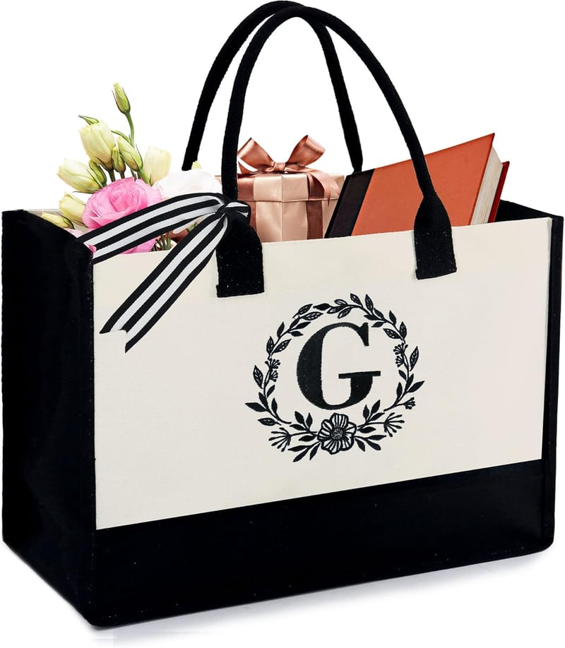 Personalized Monogram Canvas Tote Bag for Mom