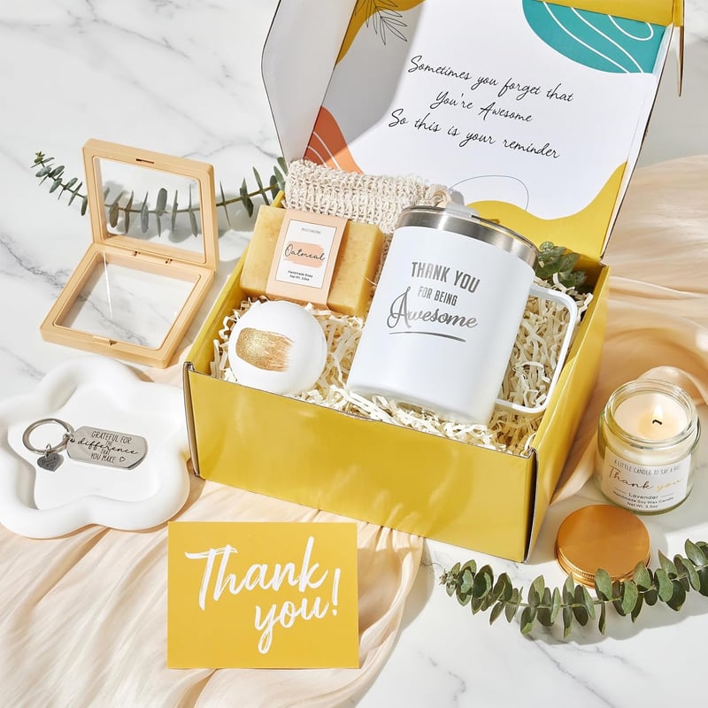 Employee Appreciation Gift Basket with Thank You Card & Tumbler