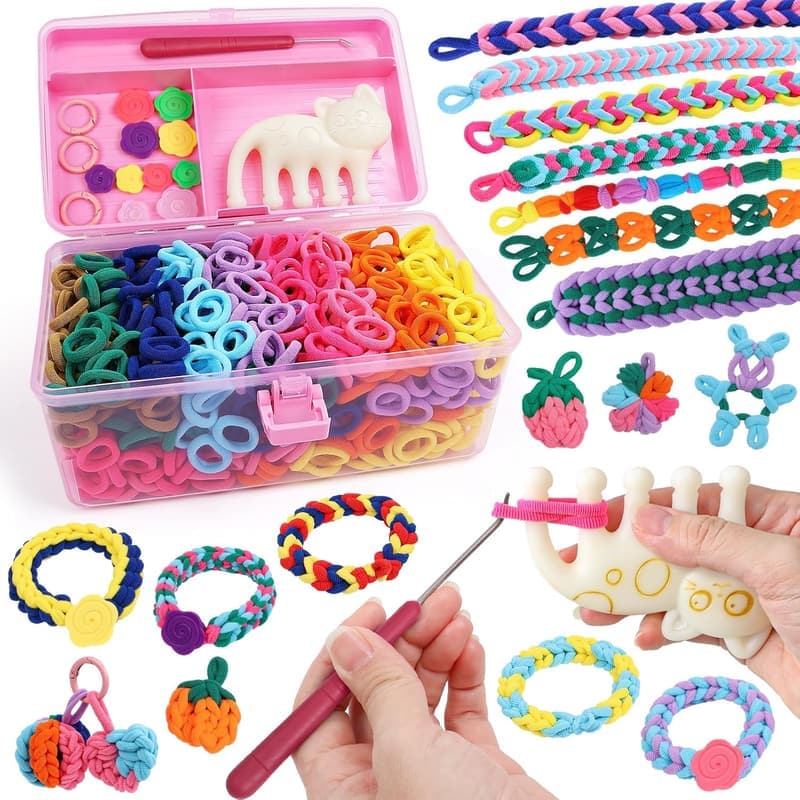 Elastic Cloth Band Bracelet Making Kit for Kids - 1000+ Loops