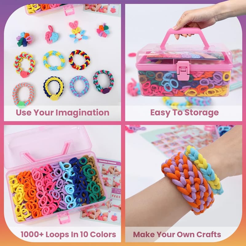 Elastic Cloth Band Bracelet Making Kit for Kids - 1000+ Loops