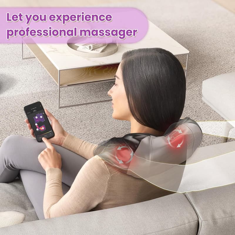 Rechargeable Cordless Shiatsu Neck & Back Massager for Mother's Day