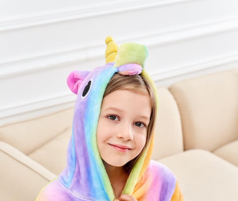 Unicorn Hooded Bathrobe Sleepwear for Girls