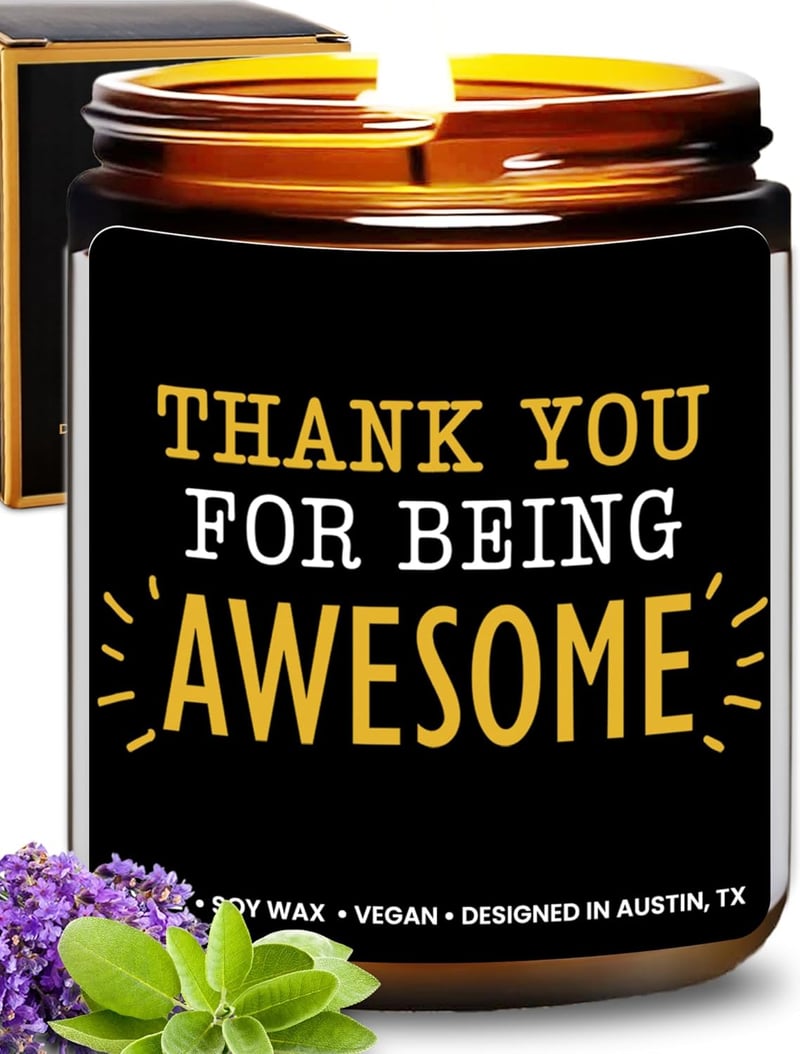 Thank You Candle - Unique Appreciation Gift for Women and Men