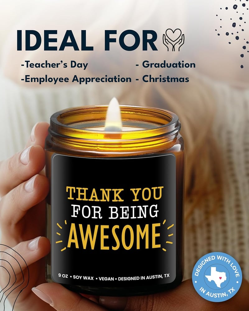 Thank You Candle - Unique Appreciation Gift for Women and Men