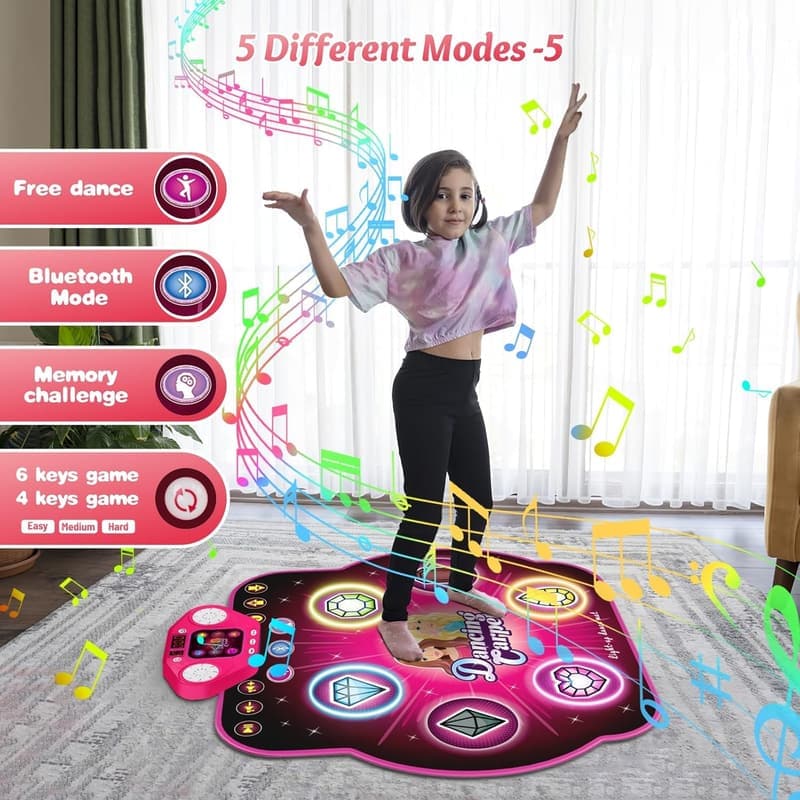 Princess Dance Mat - Light-Up Bluetooth Pad for Kids