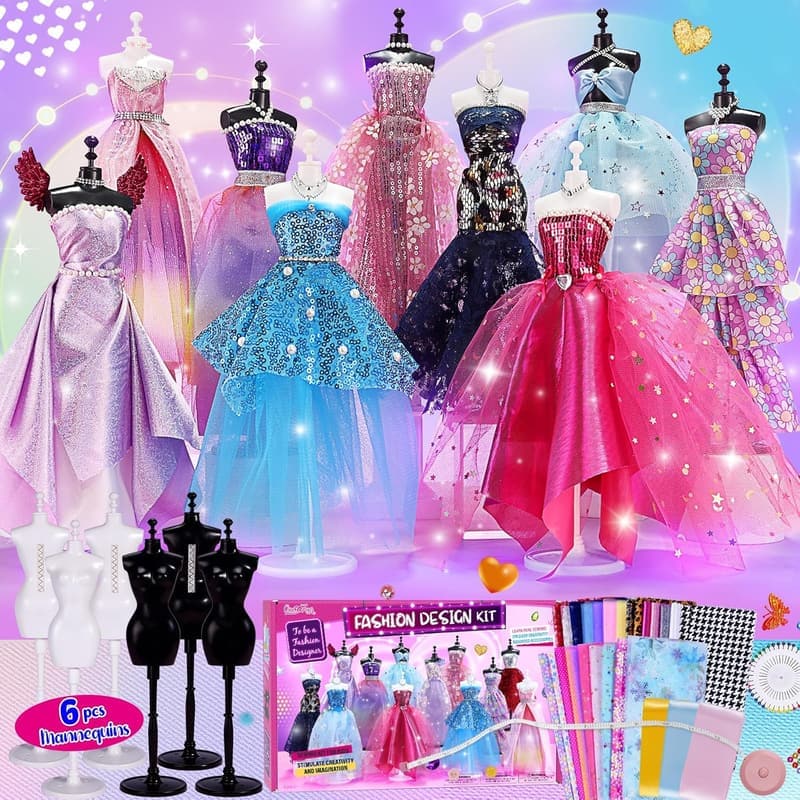 Designer Sewing Kit for Girls - 800+ Pcs with 6 Mannequins