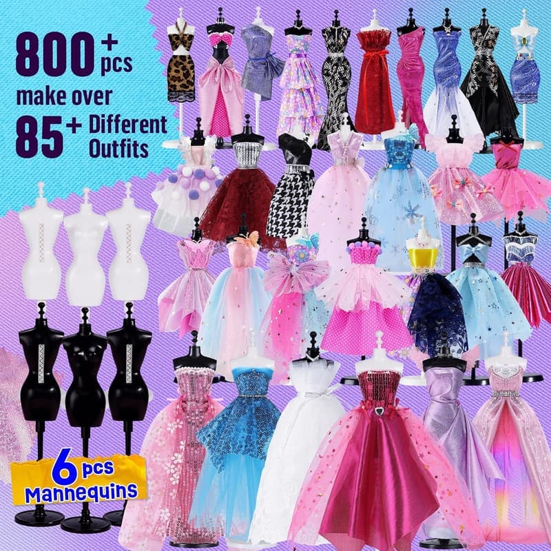 Designer Sewing Kit for Girls - 800+ Pcs with 6 Mannequins