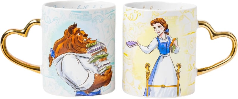 Disney Princess Beauty and the Beast Ceramic Mug Set, 14 oz