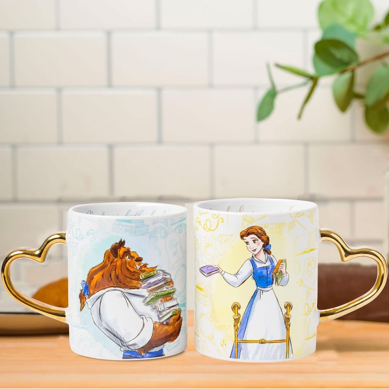 Disney Princess Beauty and the Beast Ceramic Mug Set, 14 oz