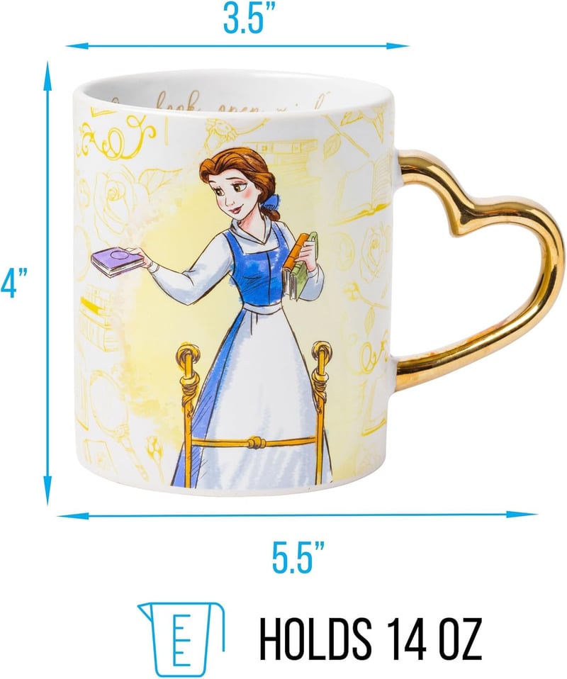 Disney Princess Beauty and the Beast Ceramic Mug Set, 14 oz