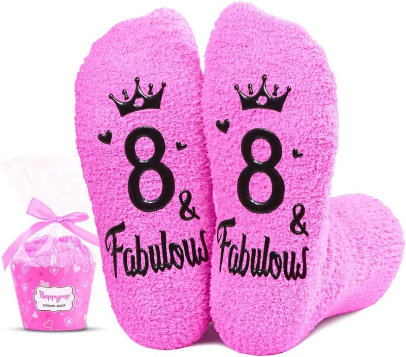 Birthday Gifts: Pink Fuzzy Socks for Girls Age 5-12