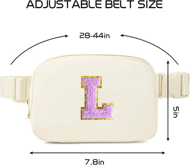 Personalized Ivory Fanny Pack with Initial Patch for Girls