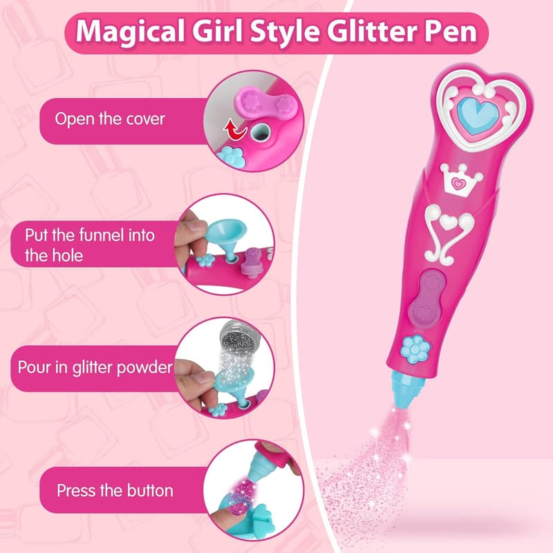 Kids Nail Art Set with Quick-Dry Polish & Nail Dryer - Ages 6-12