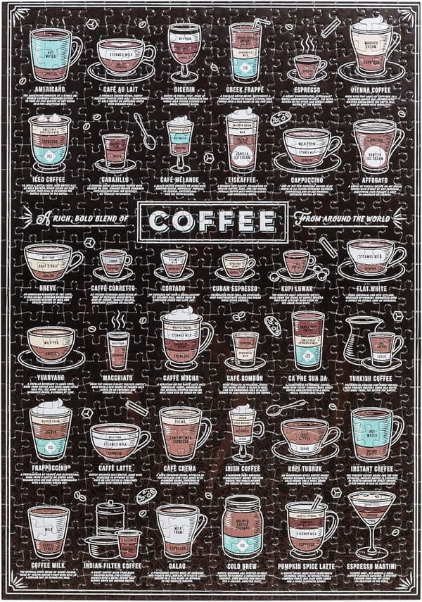 Coffee Lover’s 500-Piece Jigsaw Puzzle with Storage Tube
