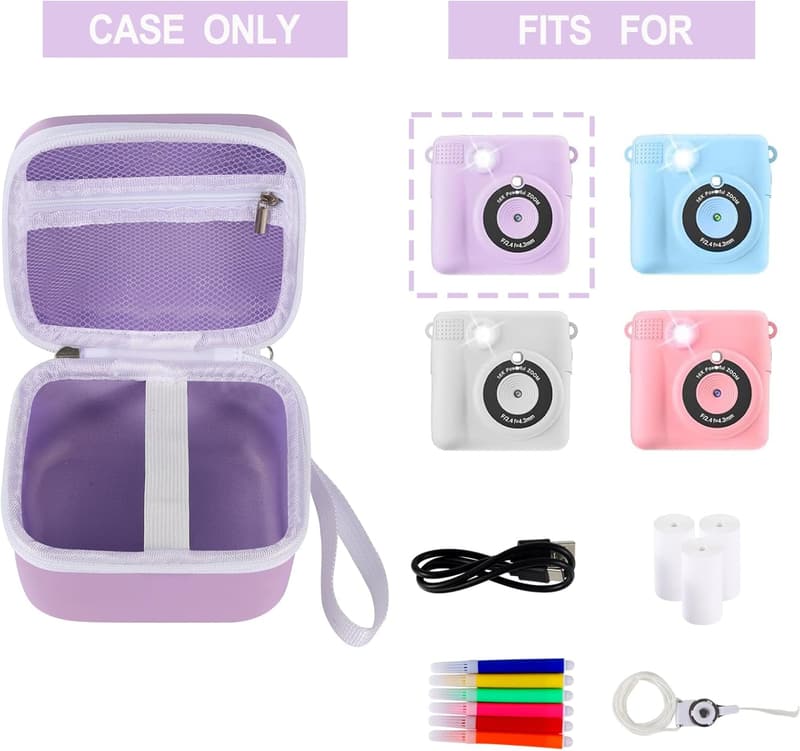 Kids Instant Camera Storage Case - Purple Bag for Girls