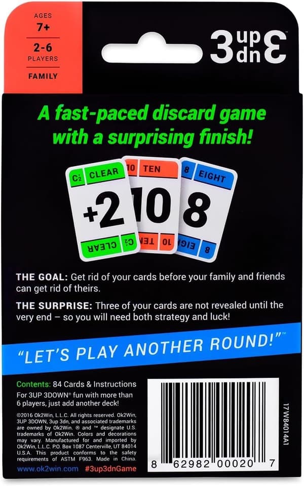 Fast-Paced Family Card Game for Ages 7+ - Ok2Win 3UP 3DOWN