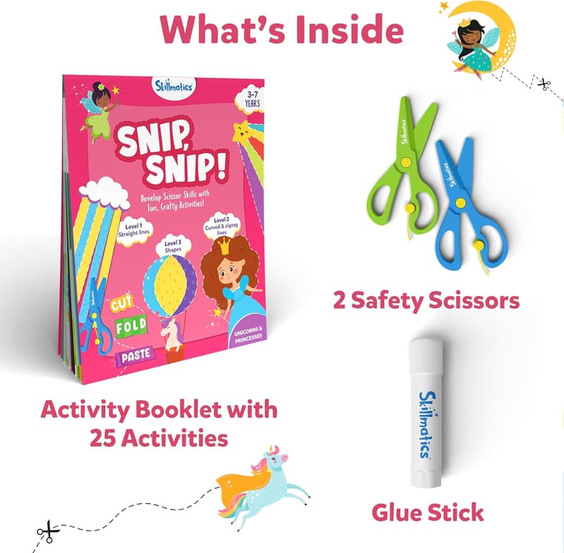Kids' Art & Craft Scissor Skills Activity Book with Unicorns